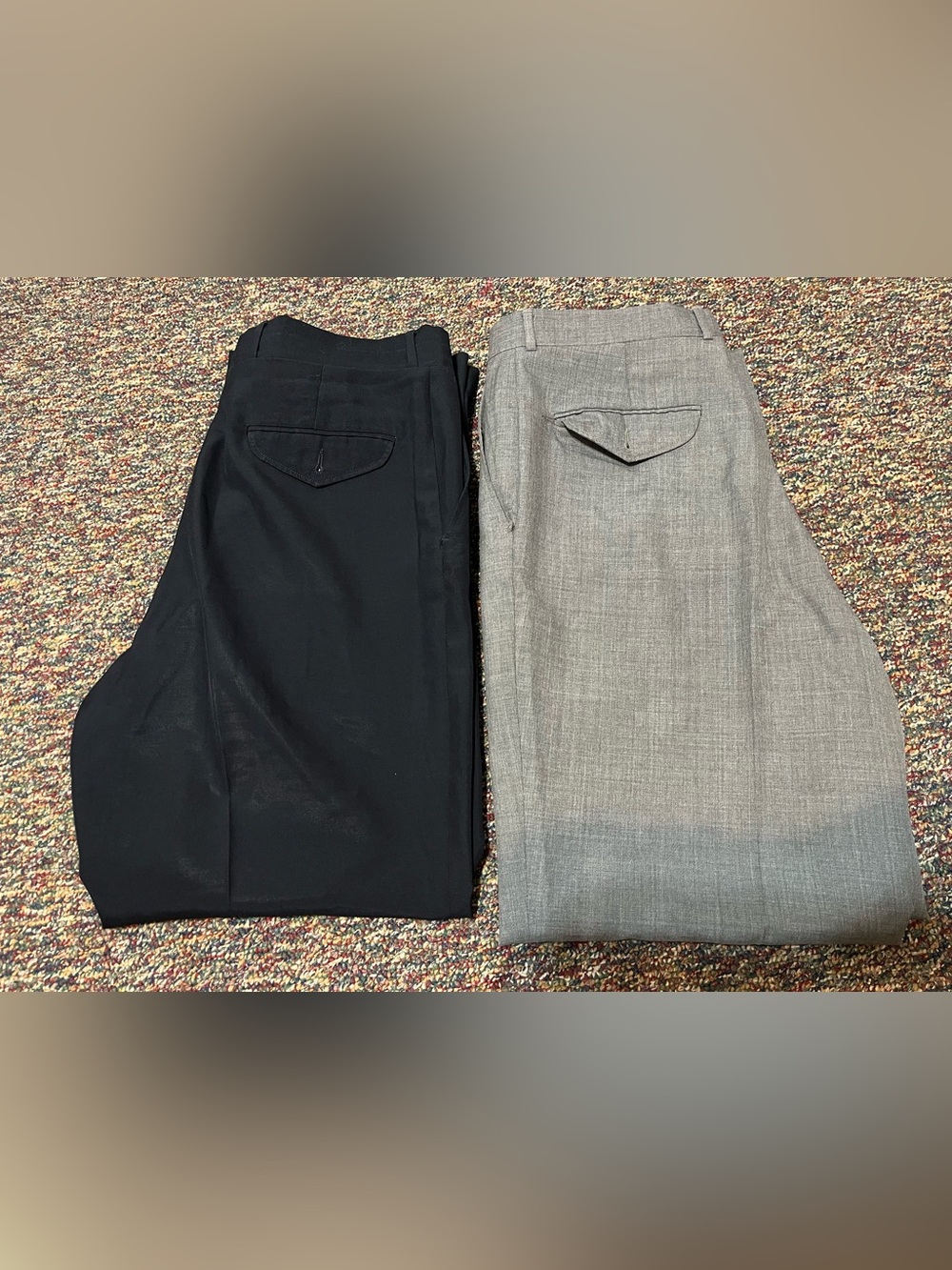 LL Bean Men’s (2) dress pants 32W 40L black and grey lot